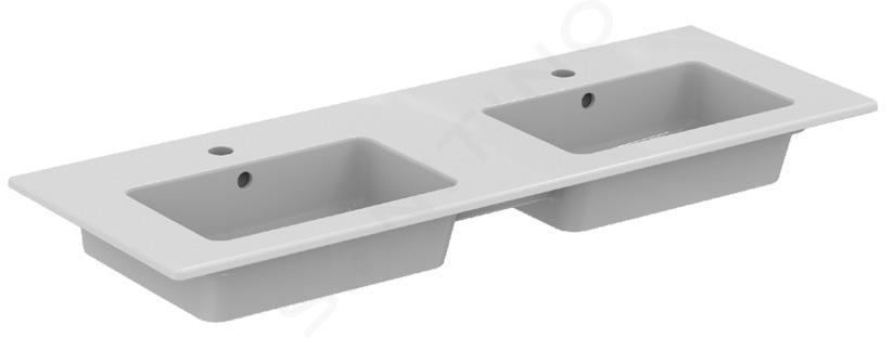 Ideal Standard Tempo - Lavabo doble, 1215x450 mm, con rebosadero, blanco E053401