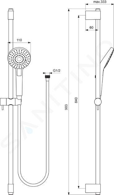 IDEAL STANDARD ASTA DOCCIA 90 CM EVO ROUND DOCCETTA Ø 110 MM B2237AA