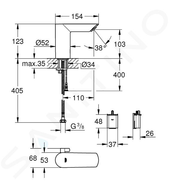 Mitigeur lavabo infrarouge GROHE Bau Cosmopolitan E 36451000