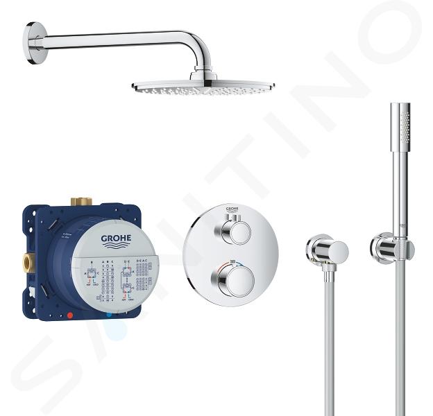 Grohe Grohtherm - Set de douche Rainshower Cosmopolitan 210 avec robinet de douche thermostatique encastré, chrom 34732000