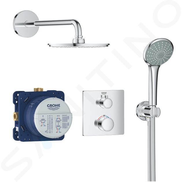 Grohe Grohtherm - Set de douche Rainshower Cosmopolitan 210 avec robinet de douche thermostatique encastré, chrom 34734000