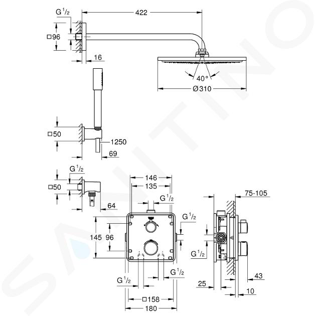 conjunto ducha termostatica empotrar grohtherm grohe 34728000