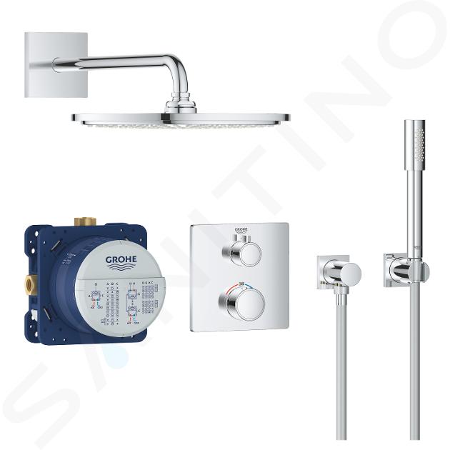 Grohe Grohtherm - Set de douche Rainshower Cosmopolitan 310 avec robinet de douche thermostatique encastré, chrom 34730000