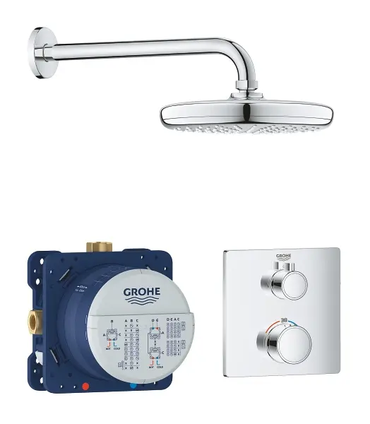 Sistema De Ducha Termostática Grohe Euphoria - Cabezal Grande Con 3 Tipos De Chorro Y Brazo Orientable (cromo)