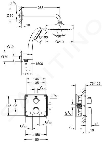 Grohe Grohtherm - Conjunto de ducha Tempesta 210 con termostato empotrado,  cromo 34729000