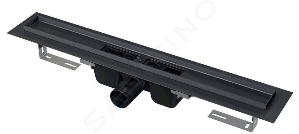 Alcadrain Odtokové žlaby - Sprchový žlab 115 cm, s okrajem pro perforovaný rošt, černá mat APZ1BLACK-1150