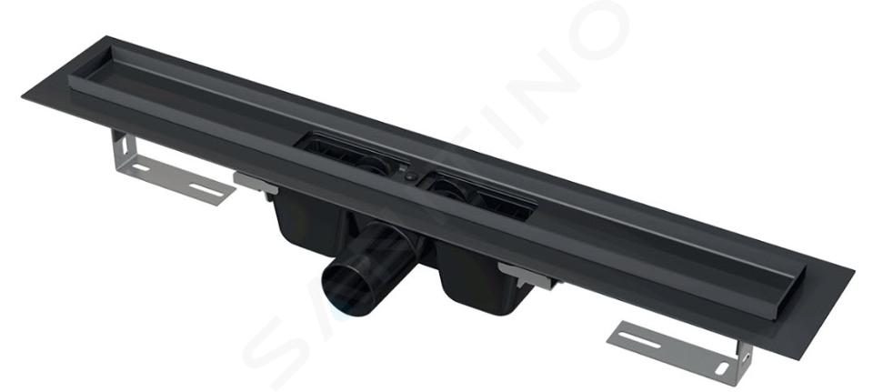 Alcadrain Douchegoten - Caniveau de douche 850 mm, avec rebord pour grille perforée, noir mat APZ1BLACK-850