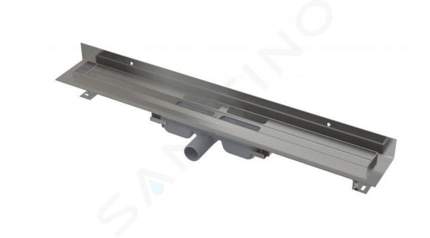 Alcadrain Odtokové žlaby - Sprchový žlab Wall Low 105 cm, s okrajem pro plný rošt a s pevným límcem ke stěně, nerez APZ116-1050