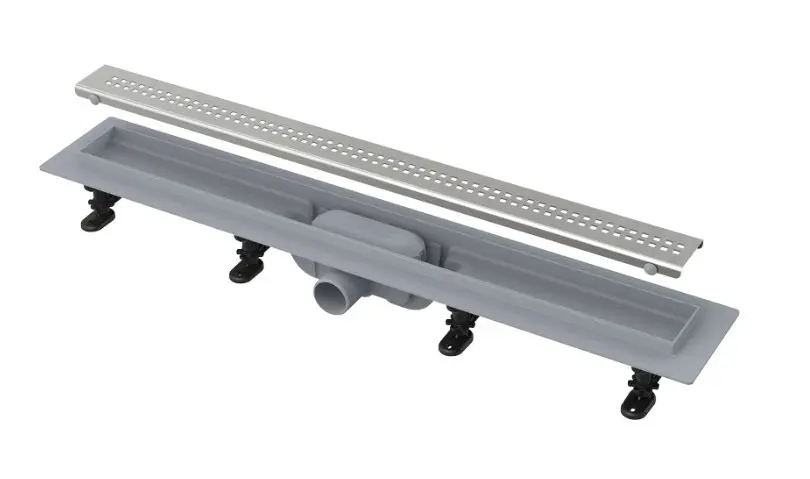 Alcadrain Suihkun viemärit - Suihkukaukalo Simple 95 cm, rei'itetyn ritilän reunalla, sis. ritilän, matto ruostumatonta terästä APZ9-950M