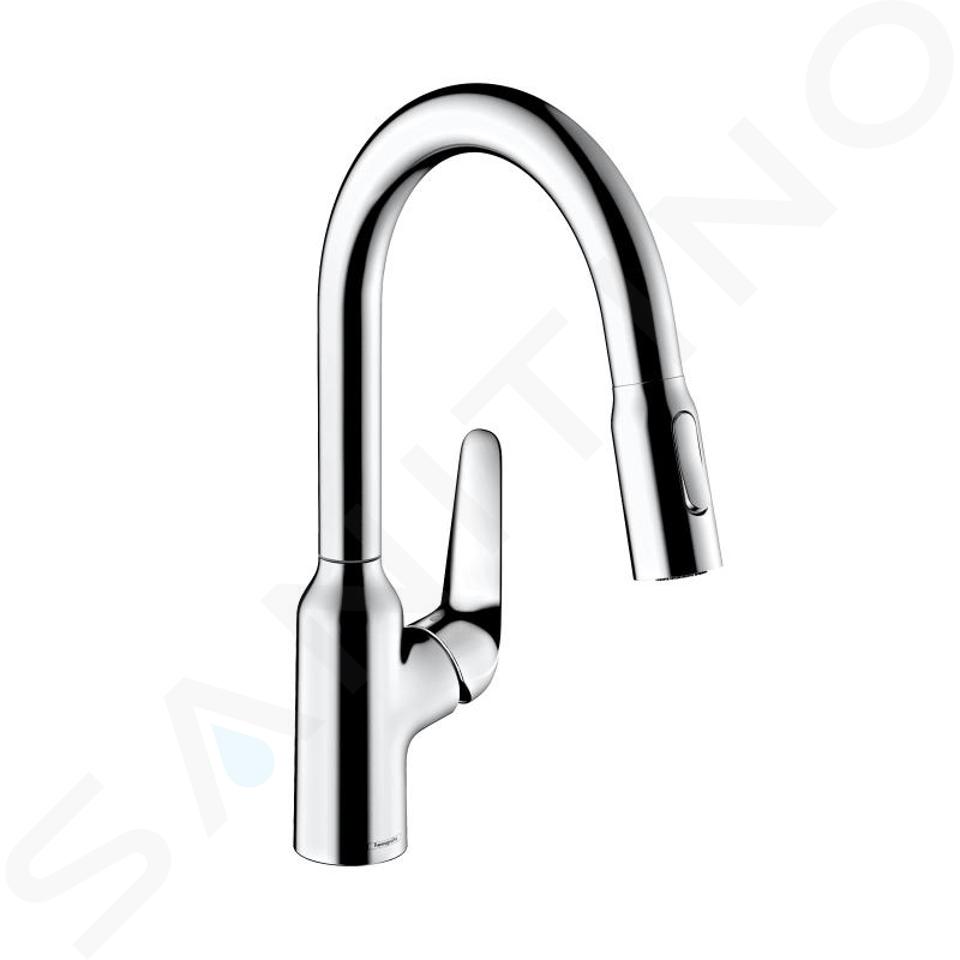 Hansgrohe Focus M42 - Dřezová baterie M429-H180 s výsuvnou sprškou, chrom 71801000