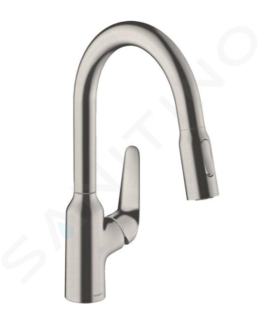 Hansgrohe Focus M42 - Baterie chiuvetă M429-H180, cu duș extractibil, aspect oţel inoxidabil 71801800