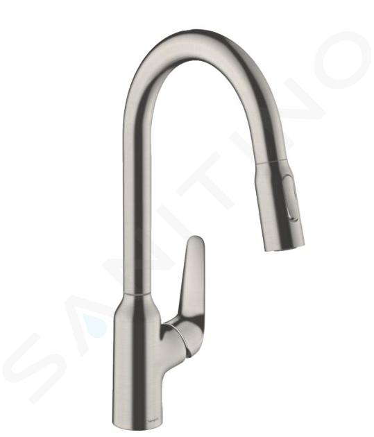 Hansgrohe Focus M42 - Bateria zlewozmywakowa M429-H220 z wyciąganą wylewką, stal szlachetna optyczna 71800800