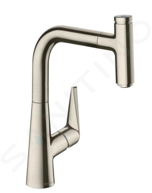 Hansgrohe Talis Select M51 - Miscelatore da lavello M5115-H220 con doccetta estraibile, sBOX, simil inox 73852800