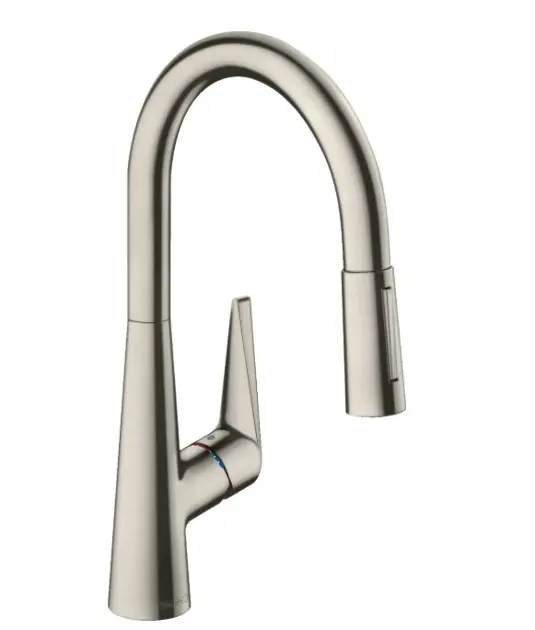 Hansgrohe Talis M51 - Baterie chiuvetă M5116-H160 cu duș extractibil, sBOX, aspect de inox 73850800