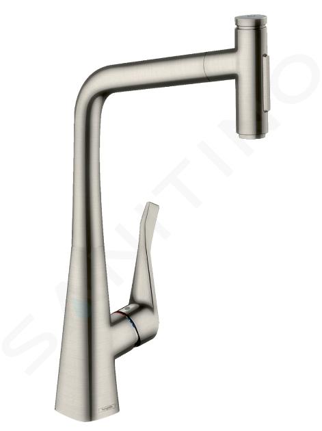 Hansgrohe M71 - Grifo de fregadero M7117-H320 con ducha extraíble, sBOX, aspecto de acero inoxidable 73816800