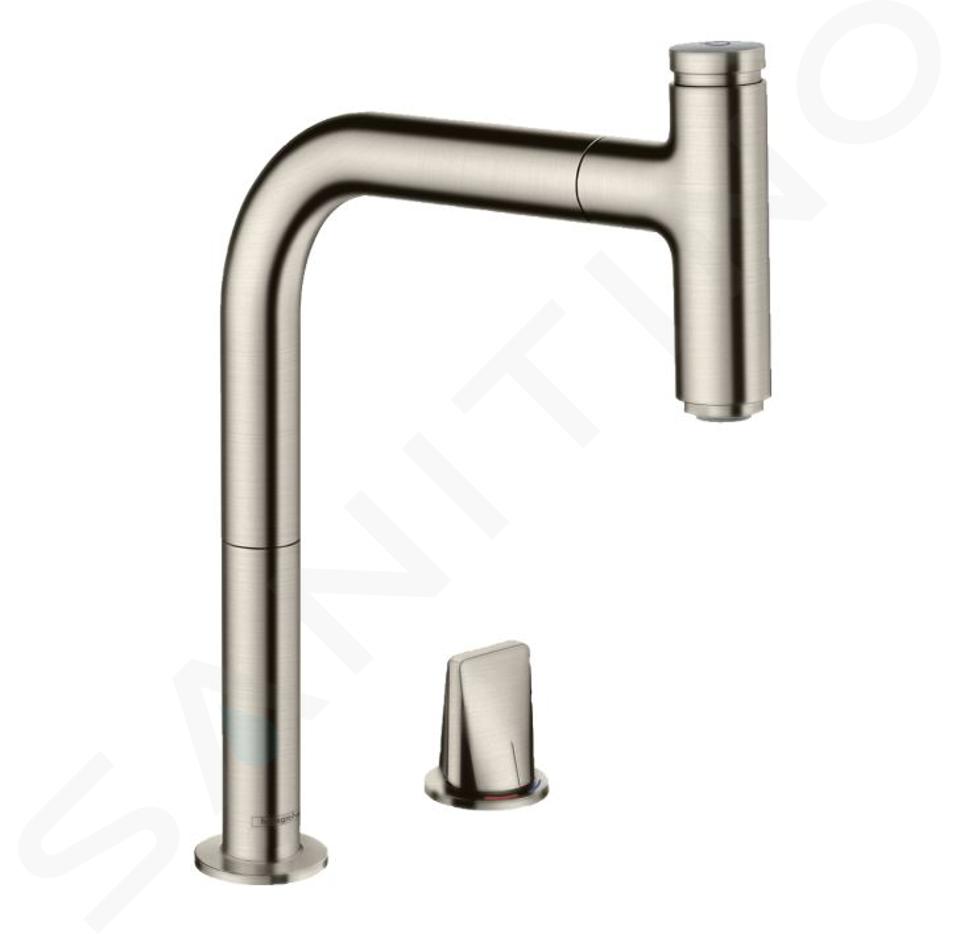 Hansgrohe M71 - 2-otworowa bateria zlewozmywakowa M7119-H200 z wyciąganą wylewką, sBOX, stal szlachetna optyczna 73804800