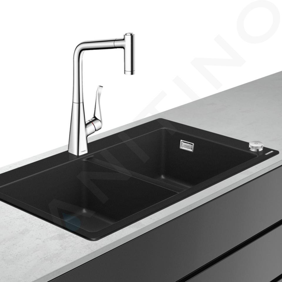 Hansgrohe Accesorios - Tamiz de fregadero multifuncional, negro