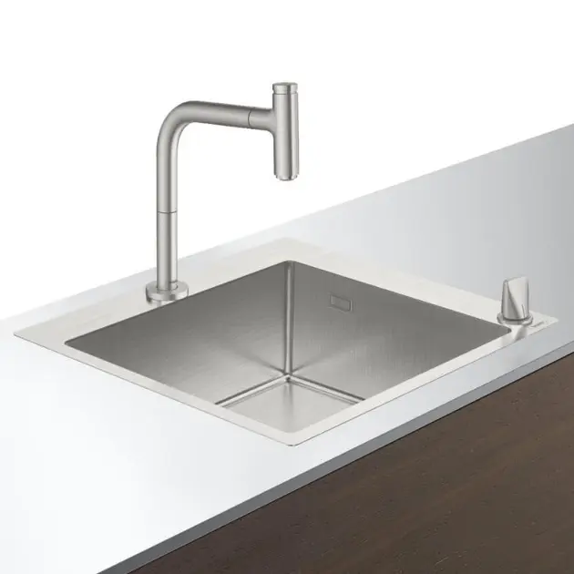 Hansgrohe Edelstahlspüle Unterbau – Für 60 Cm Unterschrank, 500x400 Mm Becken, 190 Mm Tiefe