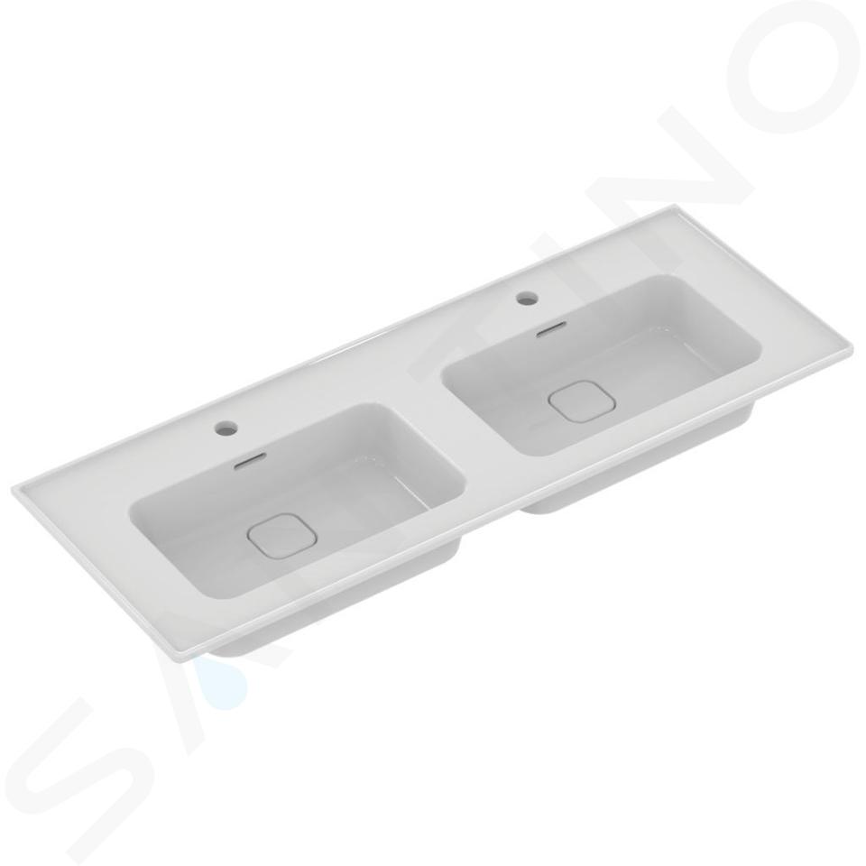 Ideal Standard Strada II - Lavabo a due vasche per mobile 1240x460 mm, 2 fori per miscelatore, bianco T300501