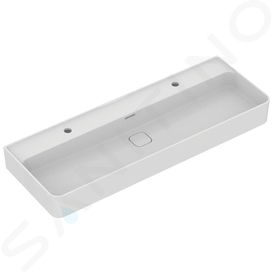 Ideal Standard Strada II - Lavabo 1200x430 mm, con rebosadero, con 2 orificios para grifo, con Ideal Plus, blanco T3595MA