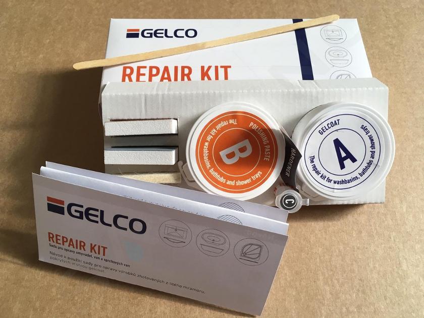 Gelco Accessori - Kit di riparazione per scanalature più profonde in marmo  fuso REPAIR SET