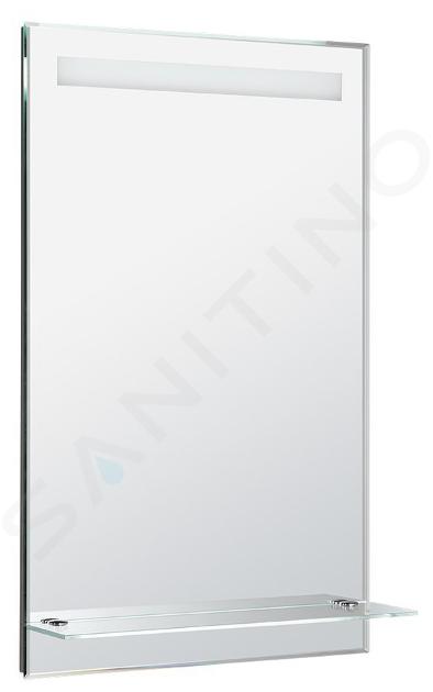 Aqualine Echipamente - Oglindă cu lumină LED 500x800 mm și raft, cromată ATH52