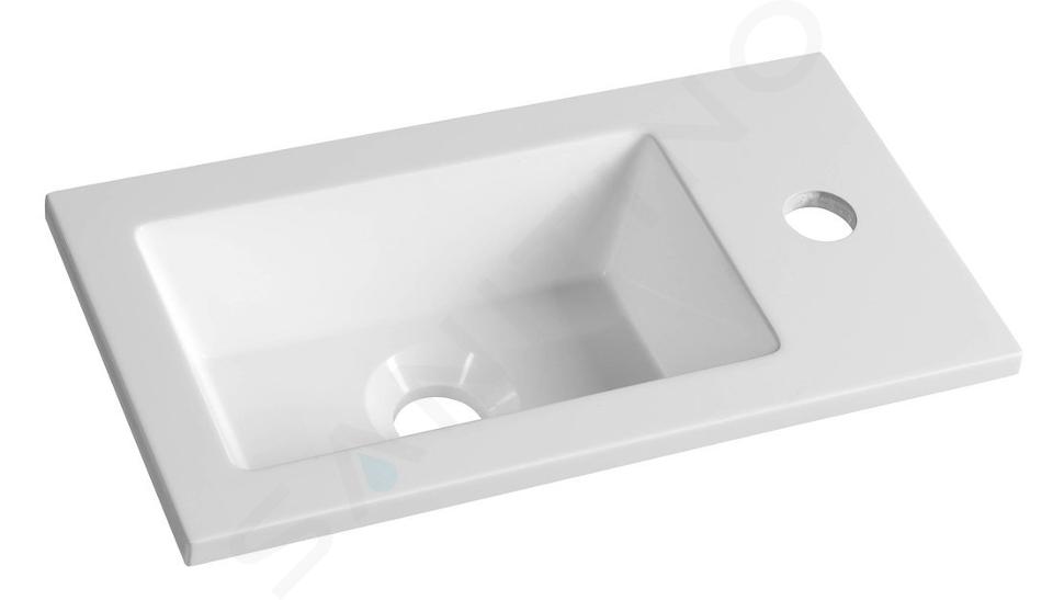 Aqualine Céramique - Meuble lavabo 40x22 cm, sans trop-plein, trou pour robinet, blanc LM420