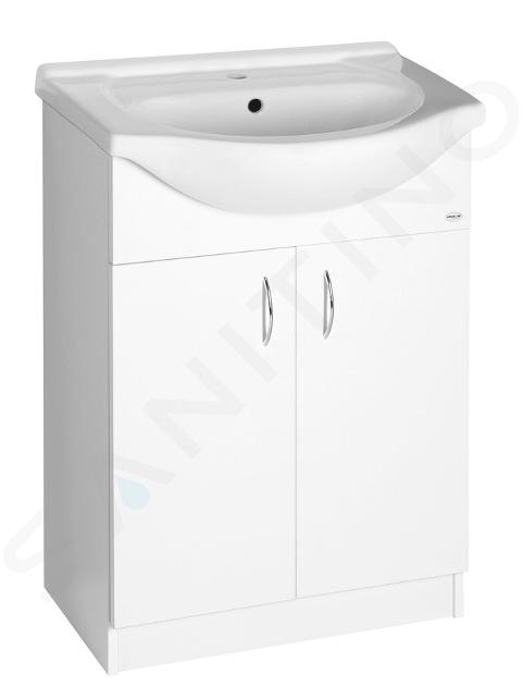 Aqualine Simplex Eco - Waschtischunterschrank mit Waschbecken 630x835x307 mm, weiß matt SIME650