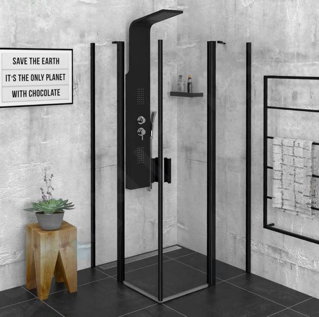 Polysan Zoom Line - Sprchový kút Black, 90x90 cm, čierna mat/číre sklo ZL5415B