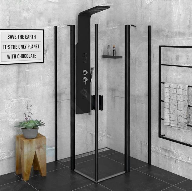 Polysan Zoom Line - Sprchový kút Black, 900x900 mm, čierna mat/číre sklo ZL5415B