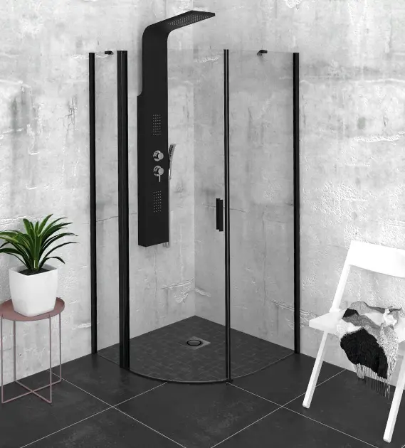 Polysan Zoom Line - Душ кабина Black 90x90 см, лява, матово черно/прозрачно стъкло ZL2615BL