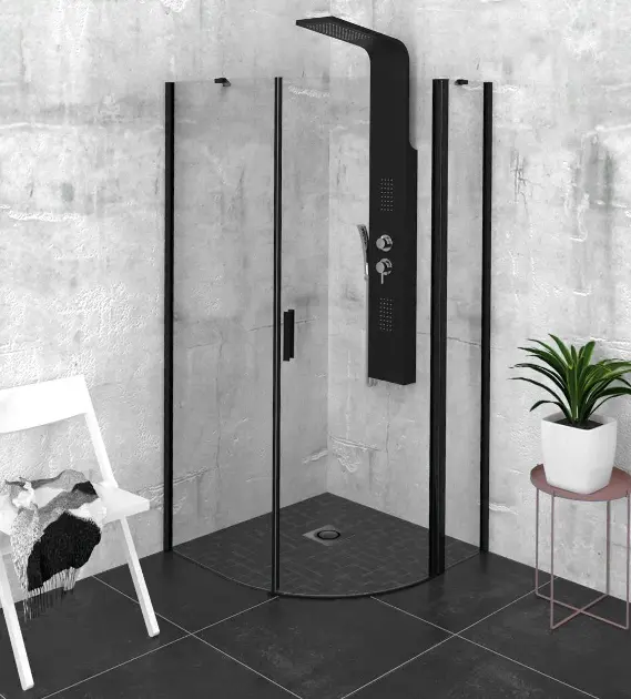 Polysan Zoom Line - Душ кабина Black 90x90 см, дясна, матово черно/прозрачно стъкло ZL2615BR