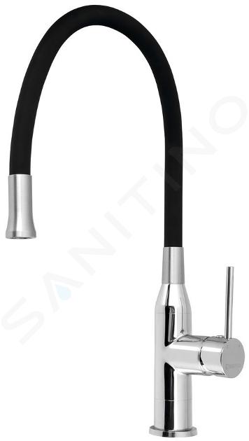 Sapho Robinetterie - Mitigeur d'évier Sili avec bras flexible, noir/chrome SR426