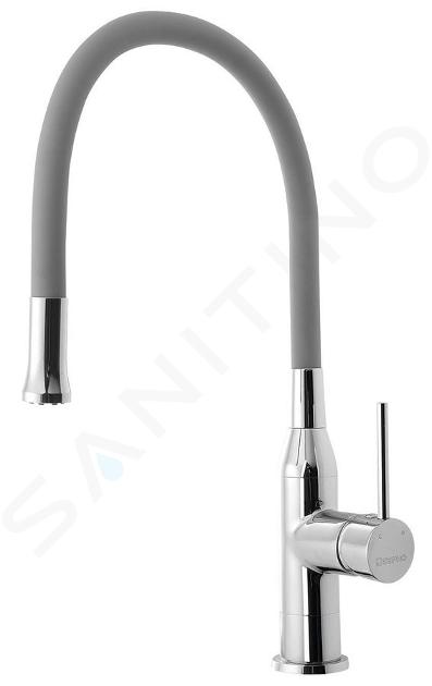 Sapho Grifería - Mezclador de fregadero Sili con brazo flexible, plata/cromo SR414