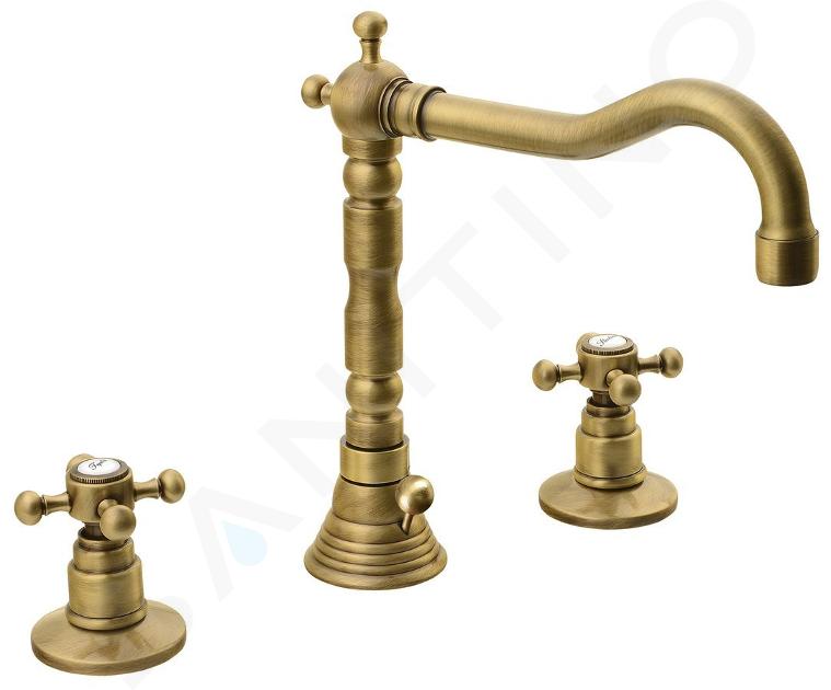 Sapho Reitano Rubinetteria Antea - Mitigeur de lavabo avec bonde, installation 3 trous, bronze 3226