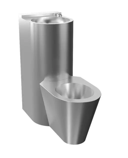 Sanela Toaleta ze stali nierdzewnej - Zestaw WC ze zlewem, otworem serwisowym, wandaloodporny, mata ze stali nierdzewnej SLWN 38P