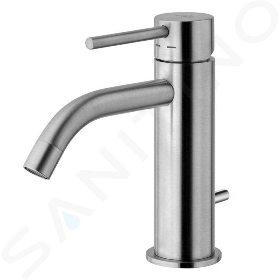 Paffoni Light - Miscelatore da lavabo con sistema di scarico, acciaio inox LIG075ST