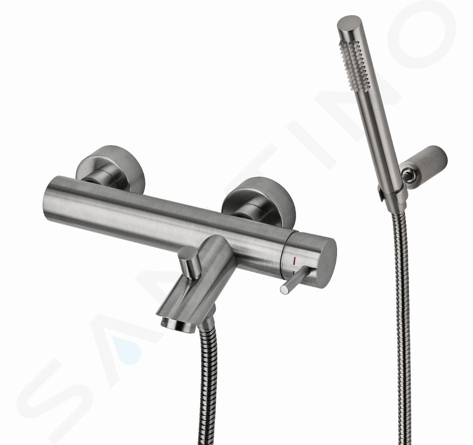 Paffoni Light - Grifo de bañera con accesorios, acero inoxidable LIG023ST