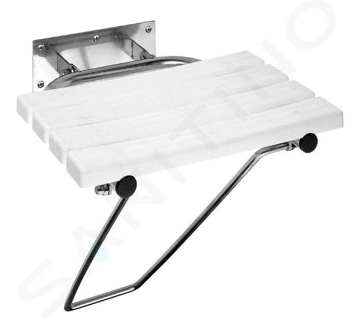 Sapho Accesorios Ridder - Asiento plegable con pie de soporte para ducha, blanco XH001