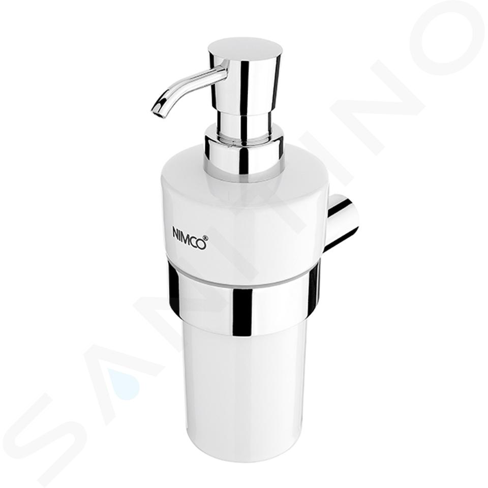 Nimco Bormo - Dispenser di sapone liquido in ceramica con supporto, bianco/cromo BR 11031KN-26