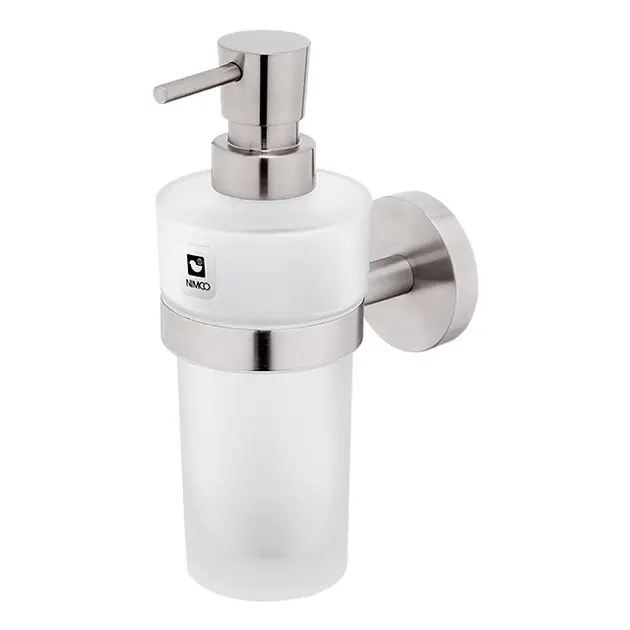 Nimco Unix - Zeepdispenser met houder, mat glas/geslepen roestvrij staal UNM 13031W-T-10