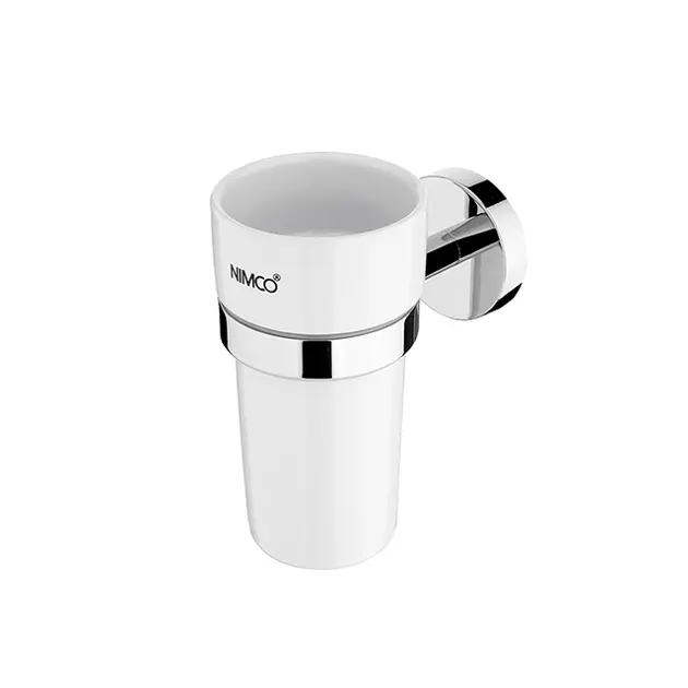 Levně Nimco Unix - Pohárek na kartáčky a pastu s držákem, keramika/chrom UN 13058KN-26