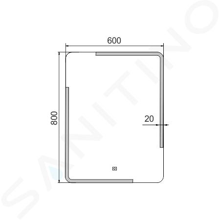 Nimco Spiegel - Spiegel im Rahmen mit LED-Beleuchtung, 600x800 mm,  Aluminium ZP 15002V