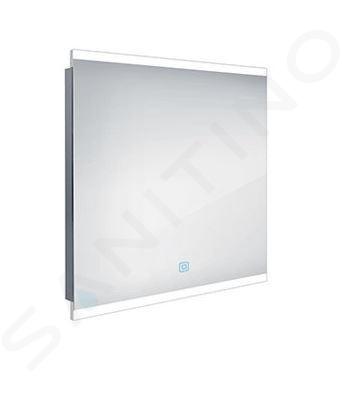 Nimco Zrcadla - Zrcadlo v rámu s LED osvětlením, 800x700 mm, hliník ZP 12003V