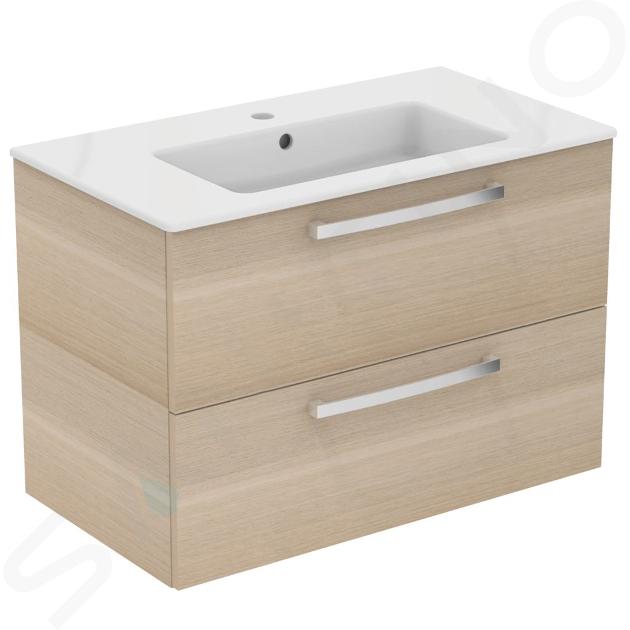 Ideal Standard Tempo - Wastafelonderkast met wastafel 815x450 mm, 2 laden, decor zand eiken K2978OS