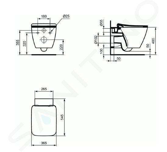 Ideal Standard Strada II - WC sospeso con sedile ultrapiatto SoftClose,  Aquablade, bianco T359601