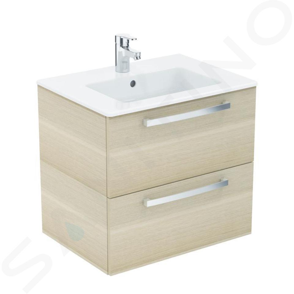Ideal Standard Tempo - Wastafelonderkast met wastafel 610x450 mm, 2 laden, decor zand eiken K2979OS