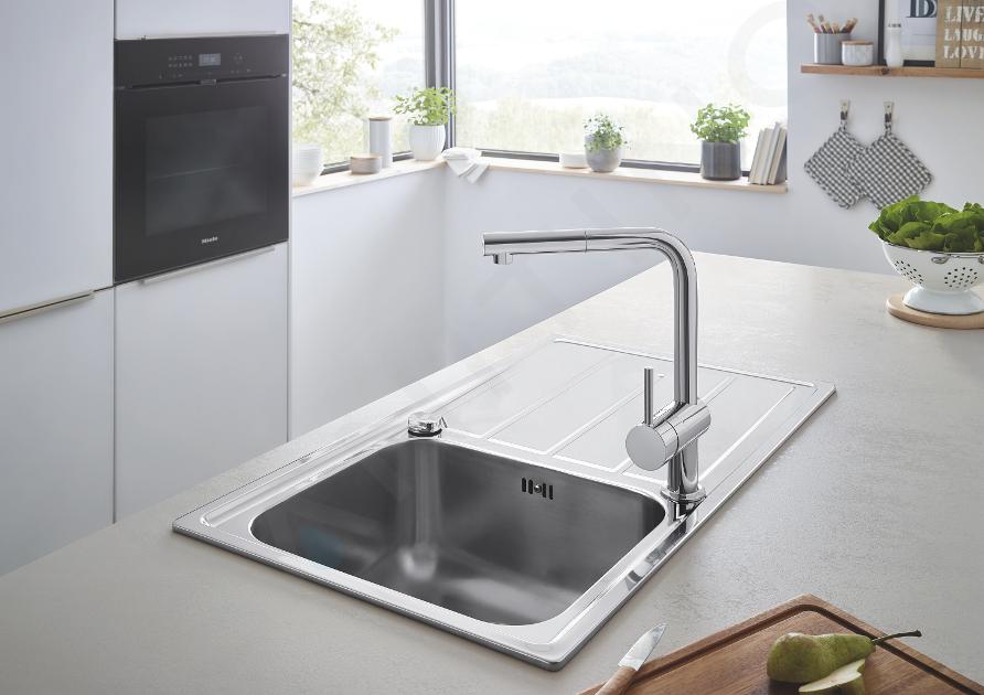 GROHE 32 168 000 MINTA Grifo Fregadero Extraible Recto Cromo — Bañoidea