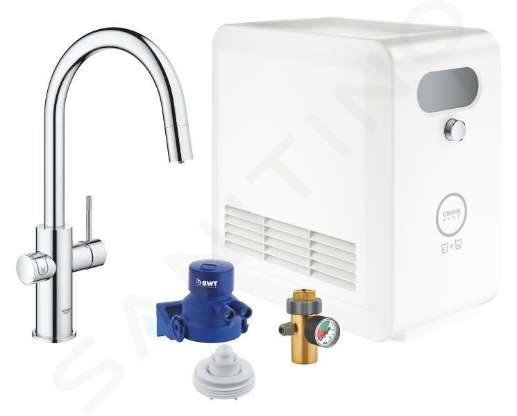 Grohe Blue Professional - Spültischarmatur Connected, mit Kühleinheit und Wasserfilter, ausziehbare Geschirrbrause, verchromt 31325002