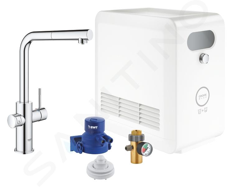 Grohe Blue Professional - Spültischarmatur Connected, mit Kühleinheit und Wasserfilter, ausziehbare Geschirrbrause, verchromt 31326002